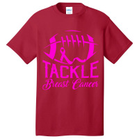 Tackle Awareness American Football Pink Ribbon Basic T-shirt | Artistshot