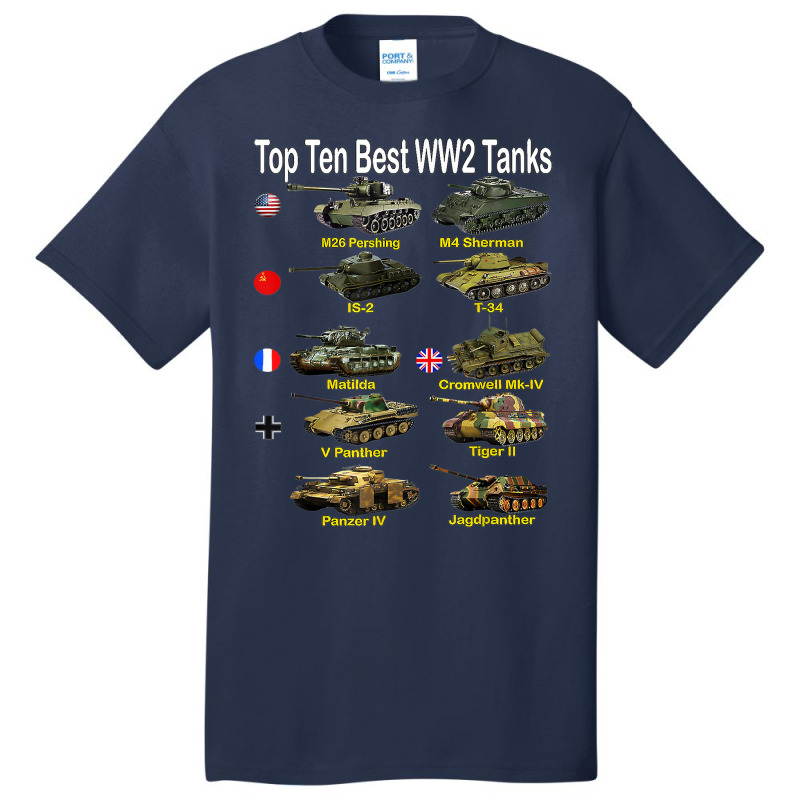 Top Ten Best Ww2 Tanks M4 Sherman Panzer Iv Tiger Ii T 34 T Shirt Basic T-shirt by cm-arts | Artistshot