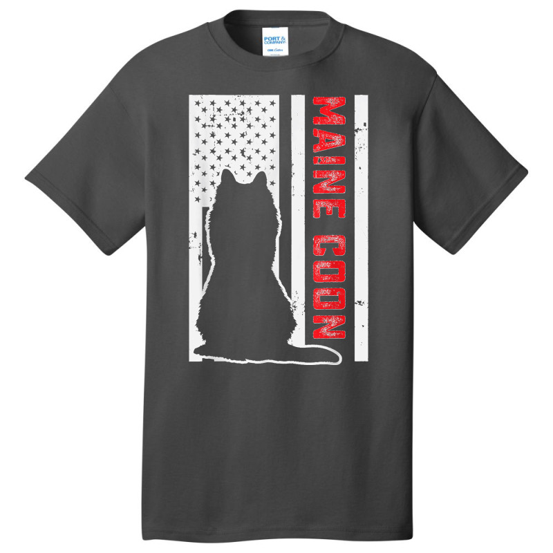 American Flag Maine Coon Cat Lover Proud Pet Owner Cat Mom Basic T-shirt by LUISRTORRES | Artistshot