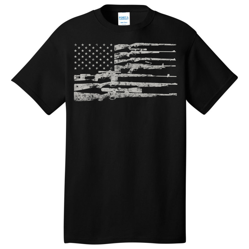 Big American Flag With Machine Guns  2a Flag Shirt Basic T-shirt | Artistshot