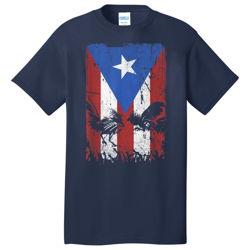 Cock Fight Gallos Gallero Fighting Rooster Puerto Rico Flag Basic T-shirt by DarionMurray | Artistshot