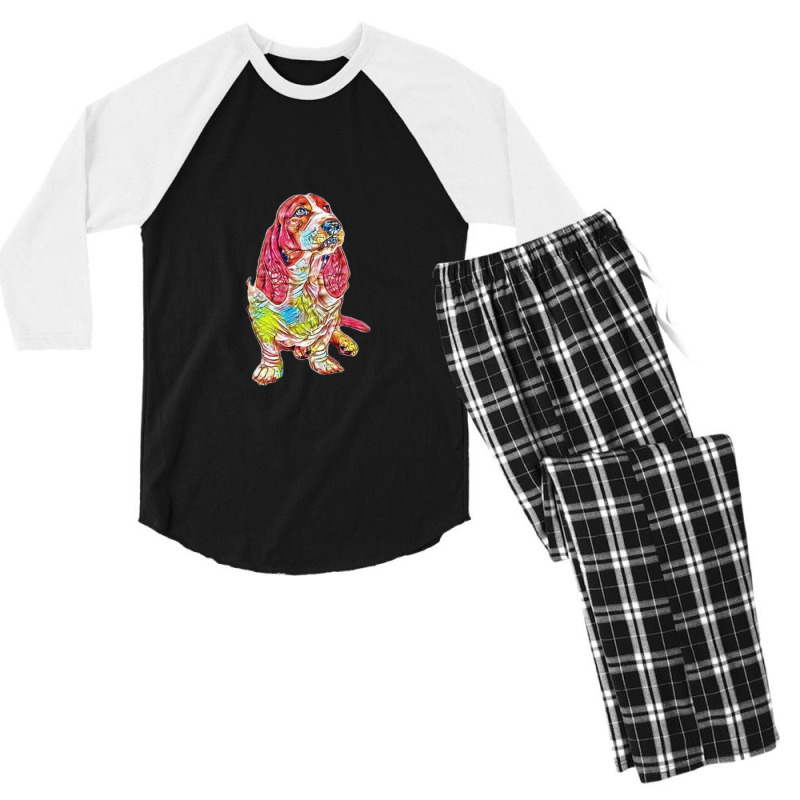 An Upset Basset Hound Dog Wit Men's 3/4 Sleeve Pajama Set | Artistshot