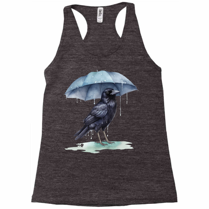 Raven Playing In The Rain With An Umbrella Novelty Racerback Tank by Miracleprint | Artistshot