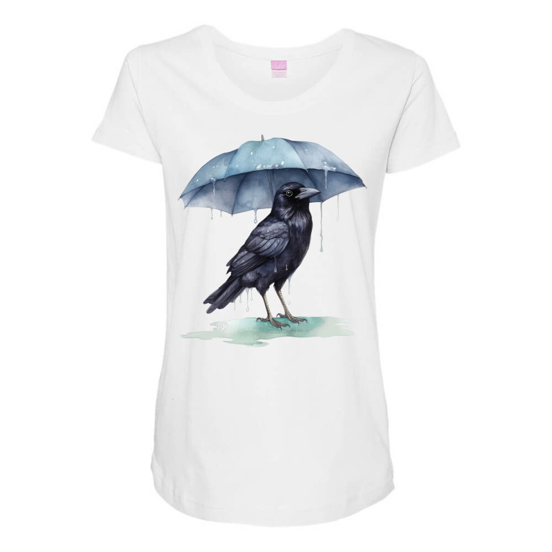 Raven Playing In The Rain With An Umbrella Novelty Maternity Scoop Neck T-shirt by Miracleprint | Artistshot