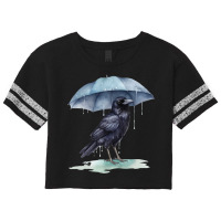 Raven Playing In The Rain With An Umbrella Novelty Scorecard Crop Tee | Artistshot