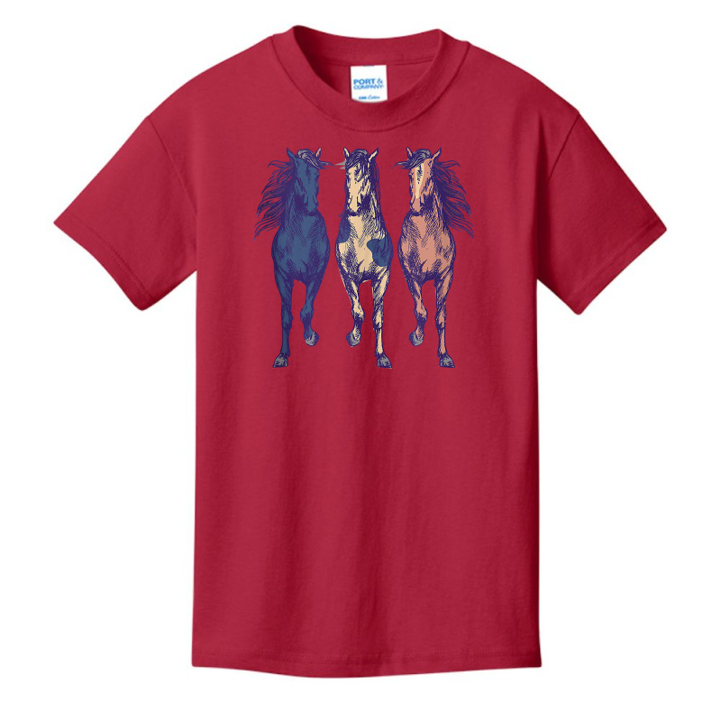 3 Wild Horses Running Around Tshirt Graphic Horse Art Tank Top Basic Youth T-shirt by cm-arts | Artistshot