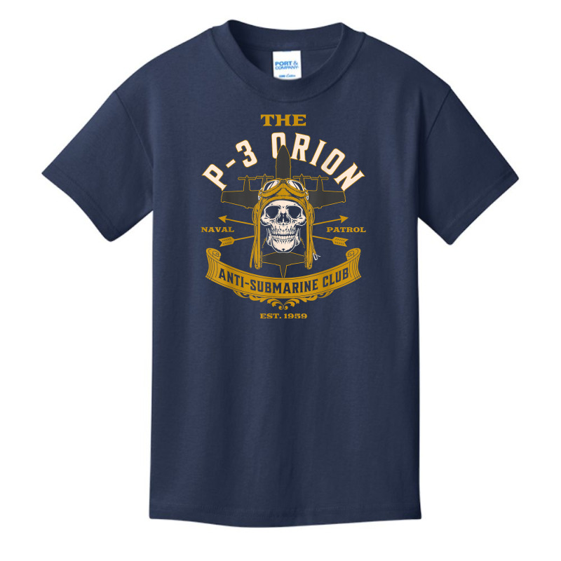 Vintage P 3 Orion Anti Submarine Naval Patrol Aircraft Skull T Shirt Basic Youth T-shirt by cm-arts | Artistshot