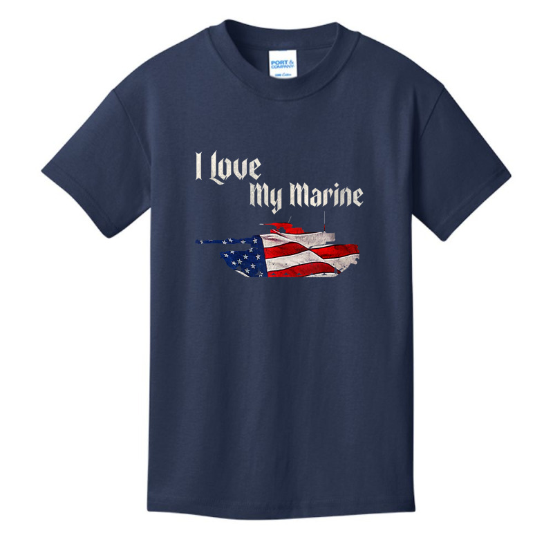 Distressed Support Military I Love My Marine Flag Marine Tank Top Basic Youth T-shirt by cm-arts | Artistshot