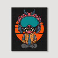 The Character With Japanese Samurai Helmet Armor Portrait Canvas Print | Artistshot