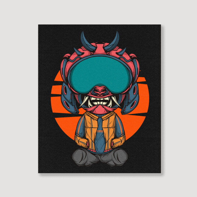 The Character With Japanese Samurai Helmet Armor Portrait Canvas Print | Artistshot