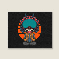 The Character With Japanese Samurai Helmet Armor Landscape Canvas Print | Artistshot