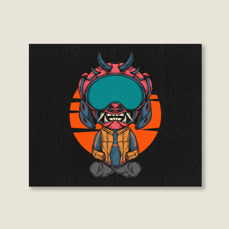 The Character With Japanese Samurai Helmet Armor Landscape Canvas Print | Artistshot