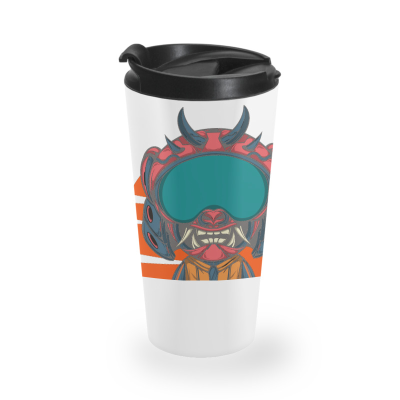 The Character With Japanese Samurai Helmet Armor Travel Mug | Artistshot