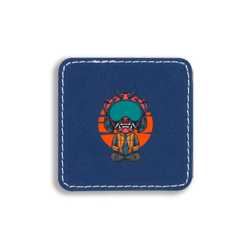 The Character With Japanese Samurai Helmet Armor Square Leatherette Patch | Artistshot