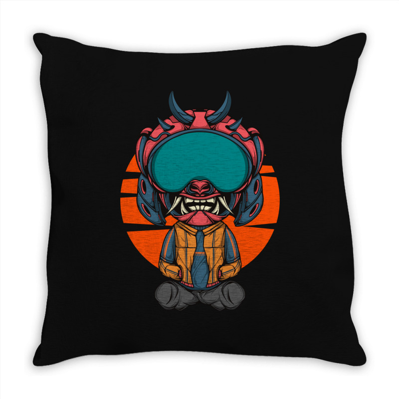 The Character With Japanese Samurai Helmet Armor Throw Pillow | Artistshot