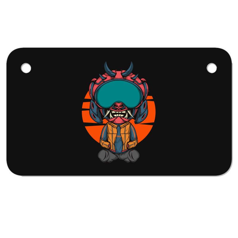 The Character With Japanese Samurai Helmet Armor Motorcycle License Plate | Artistshot