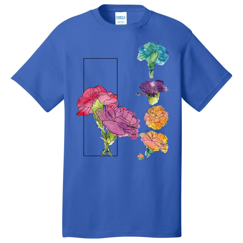 Carnation Sketchbook Page Basic T-shirt by cm-arts | Artistshot