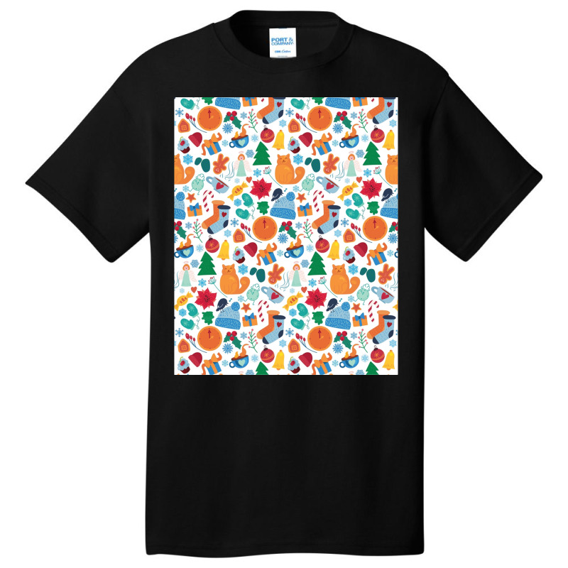 Cozy-winter-cartoon-seamless-pattern---winter-christmas- Basic T-shirt by RobrertDunn | Artistshot