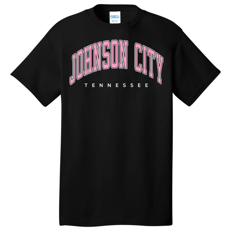 Johnson City Tennessee Tn Varsity Style Pink Text Premium T Shirt Basic T-shirt by cm-arts | Artistshot