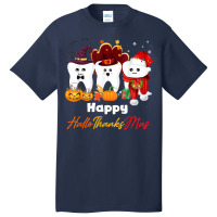 Teeth Hallothanksmas Halloween Thanksgiving Christmas Dental T Shirt Basic T-shirt | Artistshot