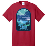 Glacier National Park Retro Basic T-shirt | Artistshot