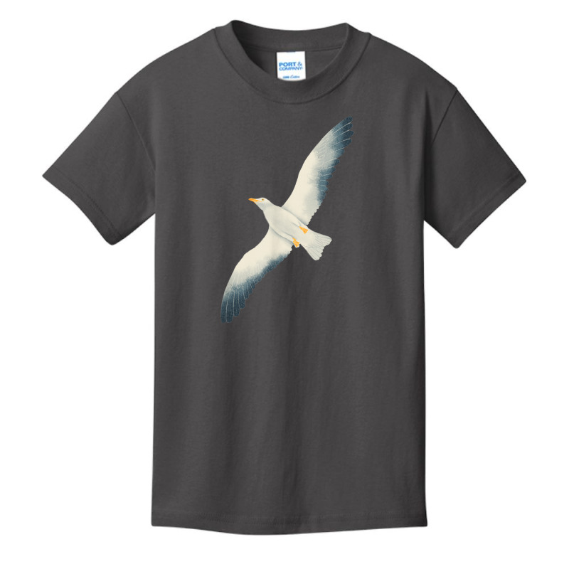 Flying Seagull Seabird Bird Wings Wide Open Cool White Bird T Shirt Basic Youth T-shirt by cm-arts | Artistshot