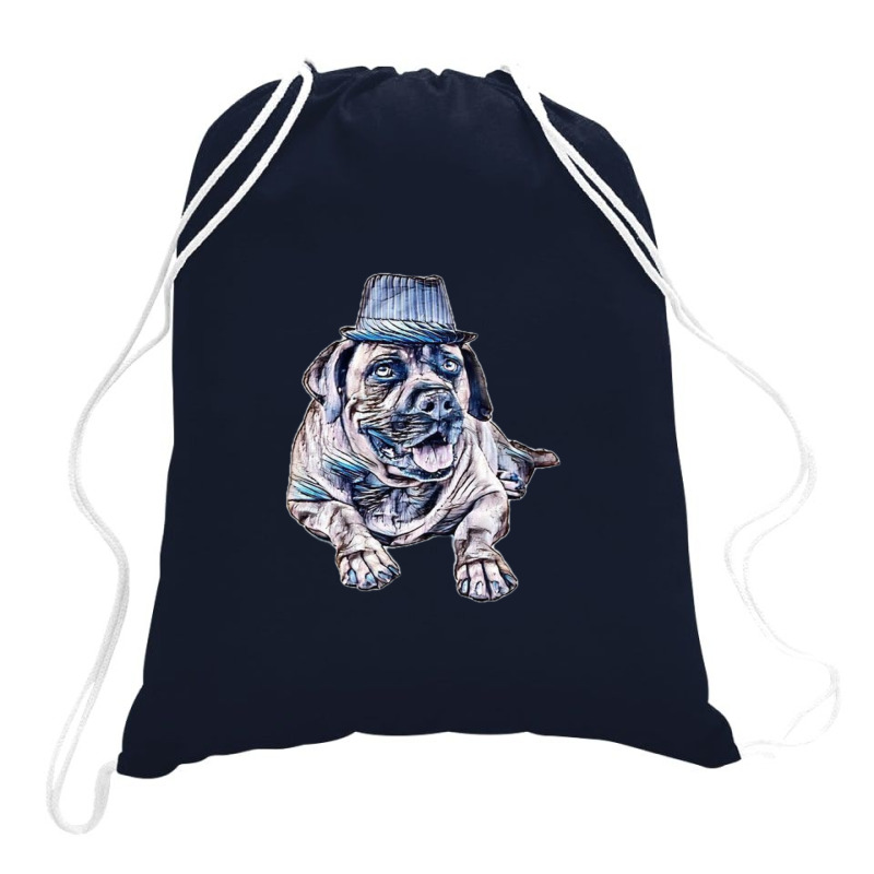 A Happy Mastiffdog Wearing A Drawstring Bags | Artistshot