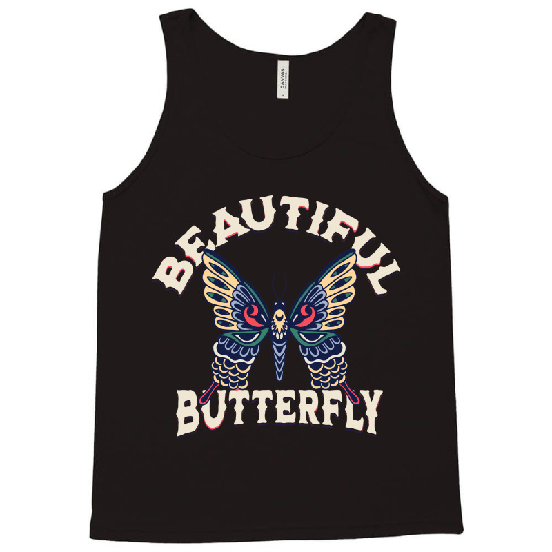 Beautiful Butterfly Retro Vector Art Illustration Tank Top | Artistshot