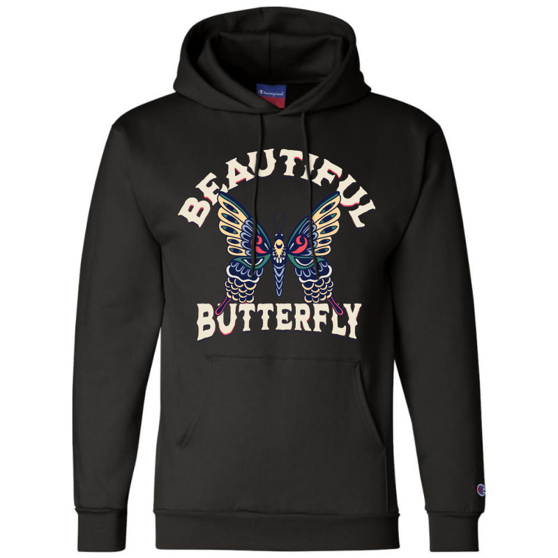 Beautiful Butterfly Retro Vector Art Illustration Champion Hoodie | Artistshot