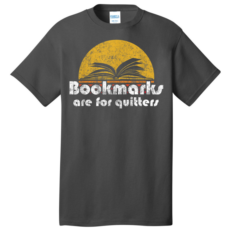 Vintage Reading Book Bookmarks Quitters Sunset Gift Basic T-shirt by WillettaIngber | Artistshot