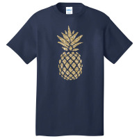 Gold Glitter Pineapple Basic T-shirt | Artistshot