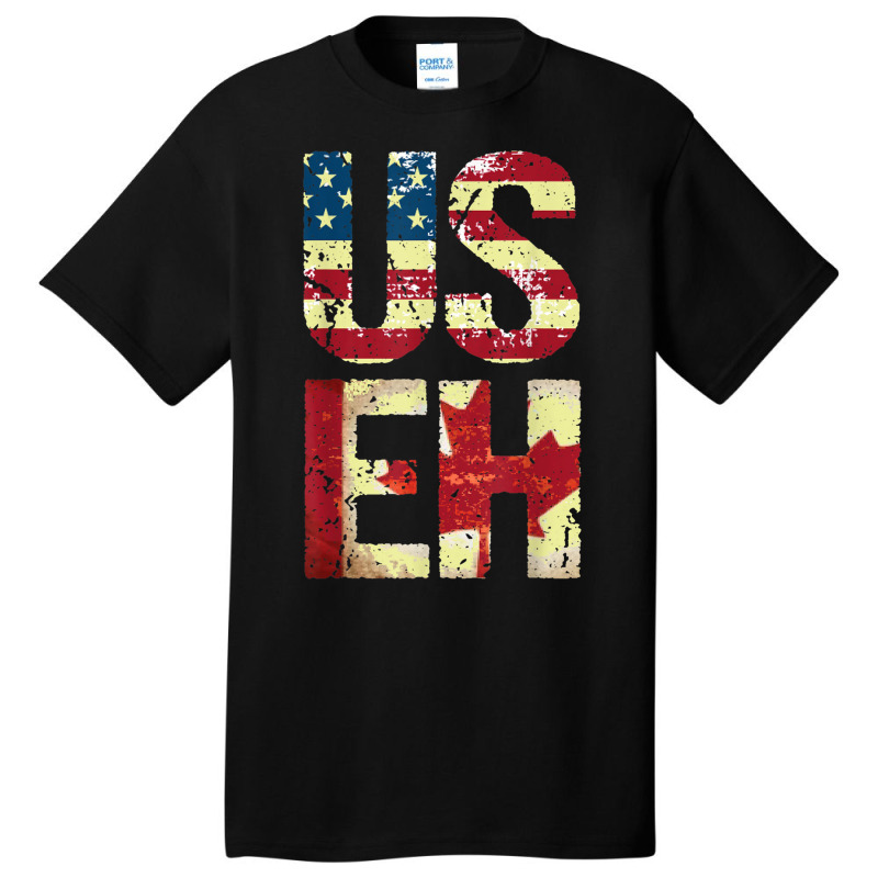 Us Eh America Canada Flag Funny American Canadian Basic T-shirt by DarionMurray | Artistshot