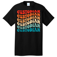 Retro Groovy Custodian 70s Vintage Funny Boho Hippie Wavy T Shirt Basic T-shirt | Artistshot