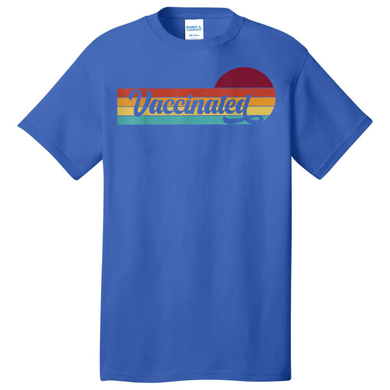 Vaccinated Retro Sunset Pro Vaccination Immunization Basic T-shirt by DarionMurray | Artistshot