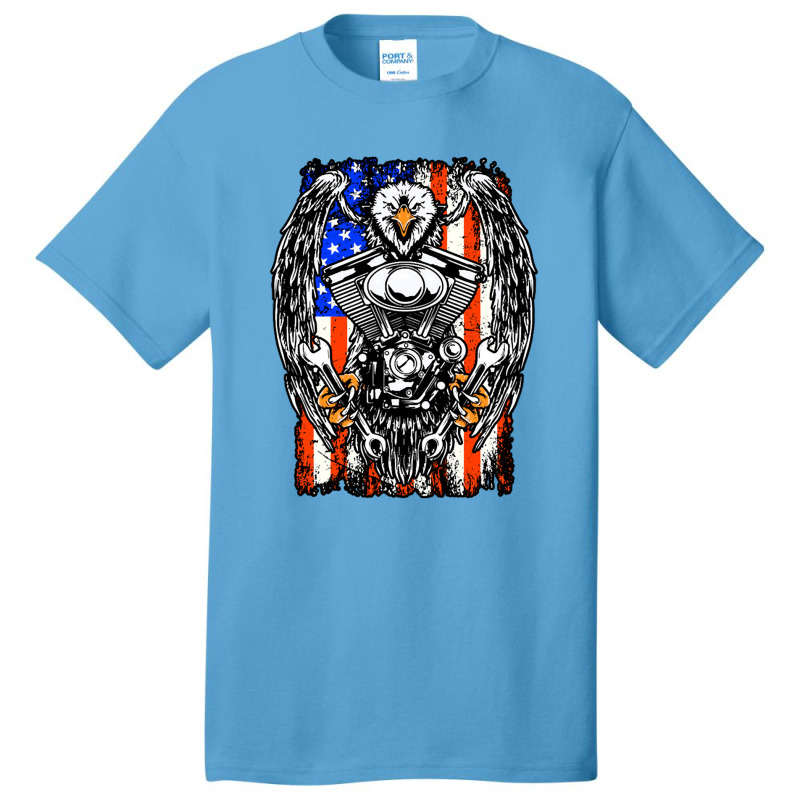 American Biker Basic T-shirt by Evelyn D Adkins | Artistshot