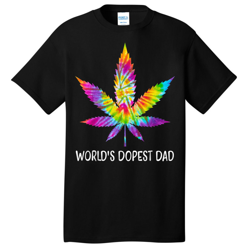 Hippie Tie Dye 420 Worlds Dopest Dad Funny Marijuana Leaf Basic T-shirt | Artistshot