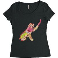 Side View Of A Pretty America Women's Triblend Scoop T-shirt | Artistshot