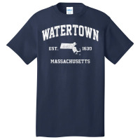 Watertown Massachusetts Ma Vintage State Athletic Style T Shirt Basic T-shirt | Artistshot