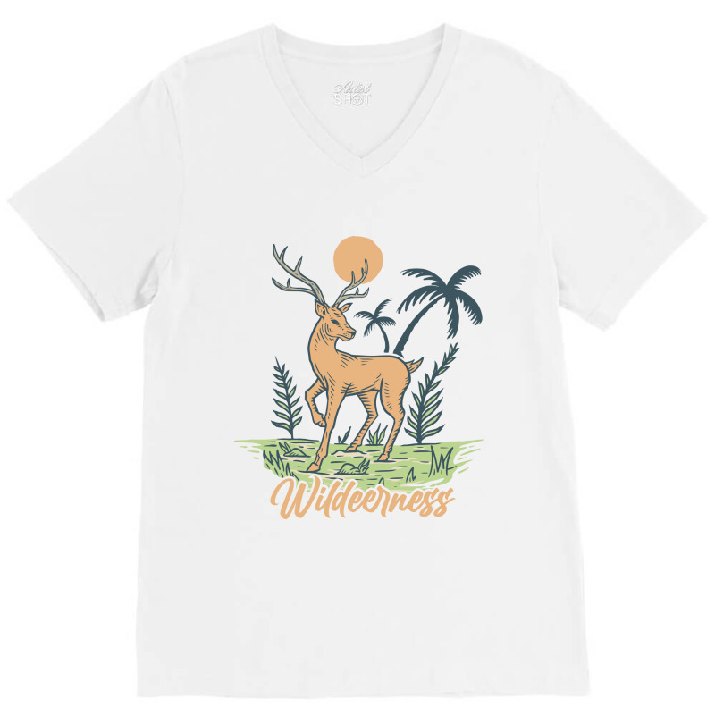 Wildeerness Wild Deer V-Neck Tee by Mangustudio | Artistshot