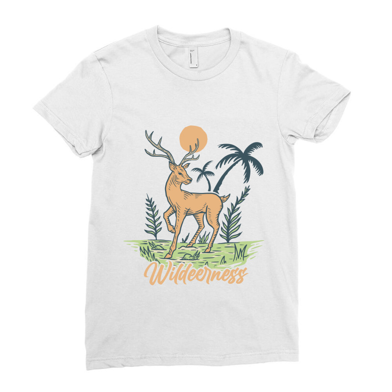 Wildeerness Wild Deer Ladies Fitted T-Shirt by Mangustudio | Artistshot