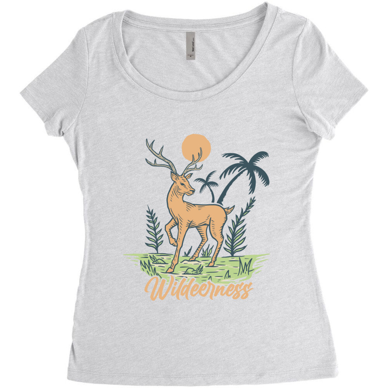 Wildeerness Wild Deer Women's Triblend Scoop T-shirt by Mangustudio | Artistshot