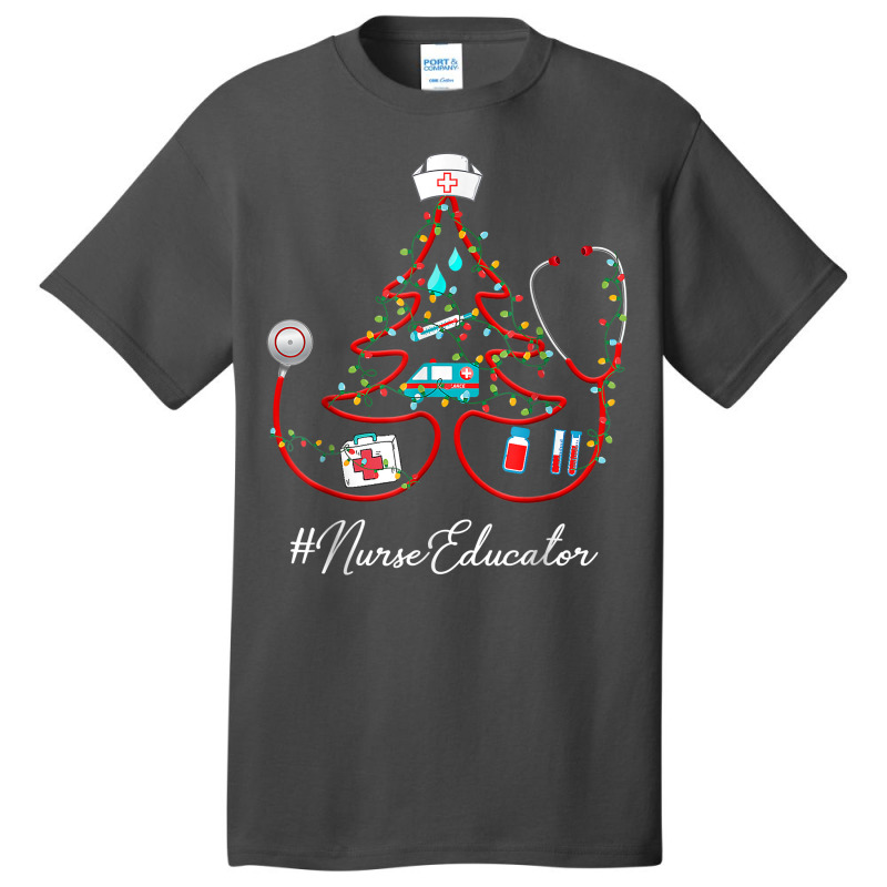 Stethoscope Christmas Tree Nurse Educator Nursing Hat T Shirt Basic T-shirt | Artistshot