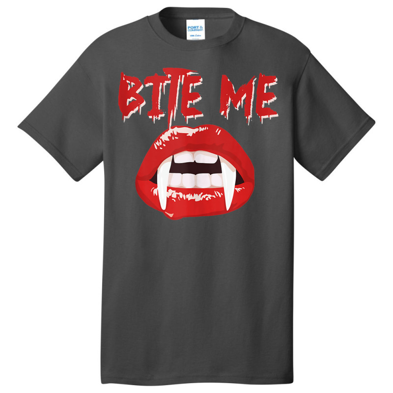 Bite Me Funny Halloween Vampire Bite Me Tank Top Basic T-shirt by CoreyMartinPeters | Artistshot