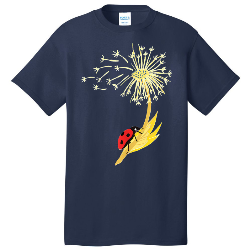 Dandelion Seeds Ladybug For Gardener Herbalist Basic T-shirt by ISAIASSANTIAGO | Artistshot