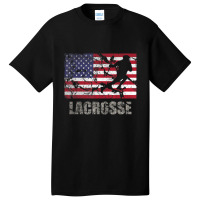 Lacrosse American Flag Usa Flag Fan Vintage Retro Basic T-shirt | Artistshot