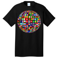 World Map Of Flags Globe Atlas Flags Of The World Basic T-shirt | Artistshot