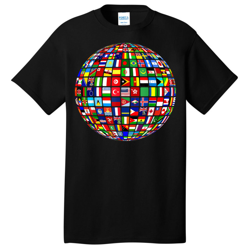 World Map Of Flags Globe Atlas Flags Of The World Basic T-shirt | Artistshot