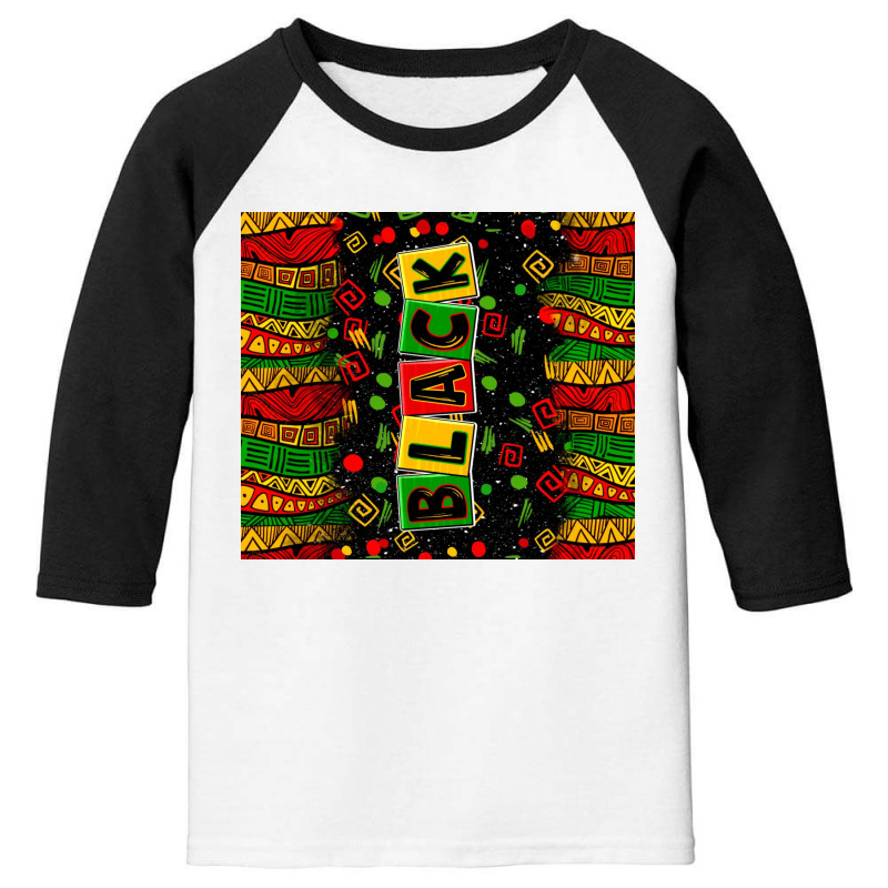 Black License Letters  Juneteenth Youth 3/4 Sleeve by Zillion Design Studio | Artistshot