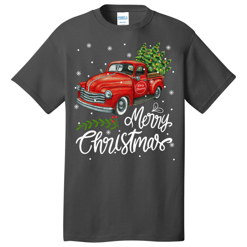 Vintage Wagon Red Truck Christmas Tree Pajama Family Xmas Basic T-shirt by ReenaKonicek | Artistshot