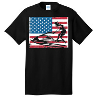 Jet Ski Water Sports Funny Slogan Gift Usa Flag Pullover Hoodie Basic T-shirt | Artistshot